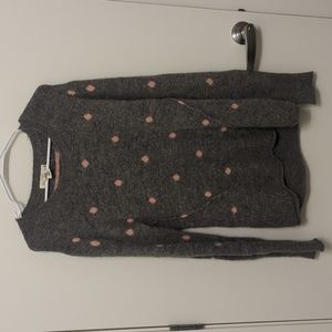 H&M gray sweater with pink dots small